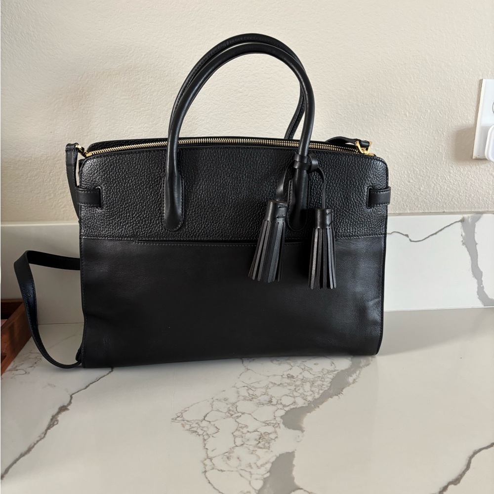 Cuyana Black Leather Tote with Tassels - Rare